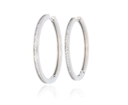 עגיל ציפוי כסף משובץ 33mm